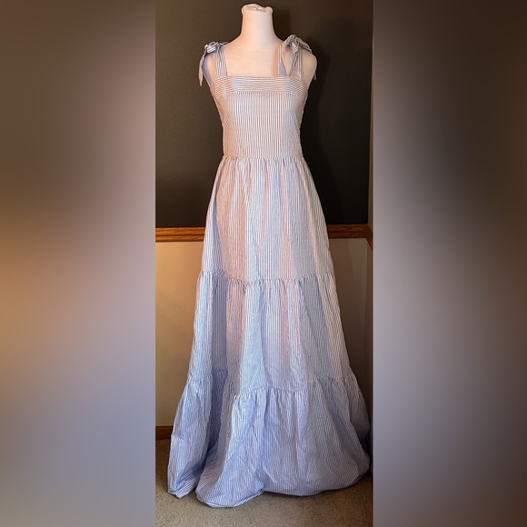 NWT $99 Amalli Talli Catalina Striped Tall Maxi Dress Blue White Sz Small - Picture 3 of 11